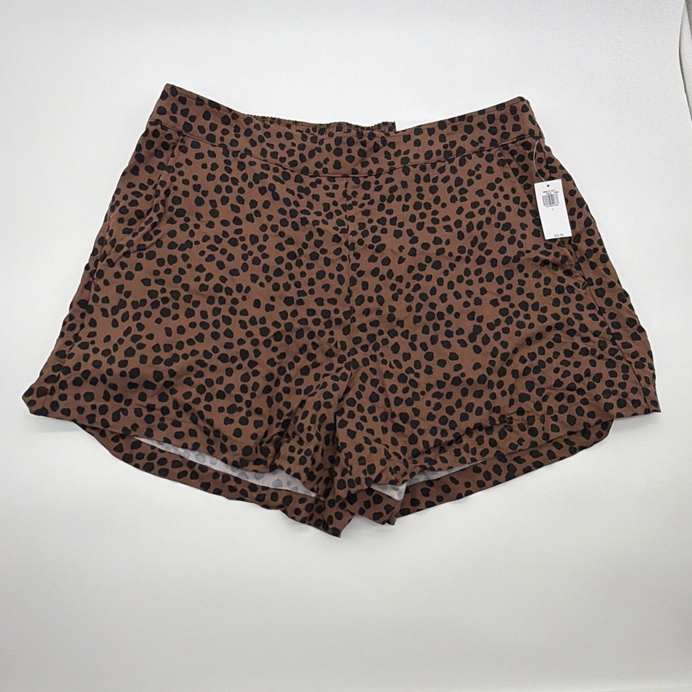 NWT old Navy Womens LargeBrown Black High Waist Pullon Soft Spun Shorts 4"